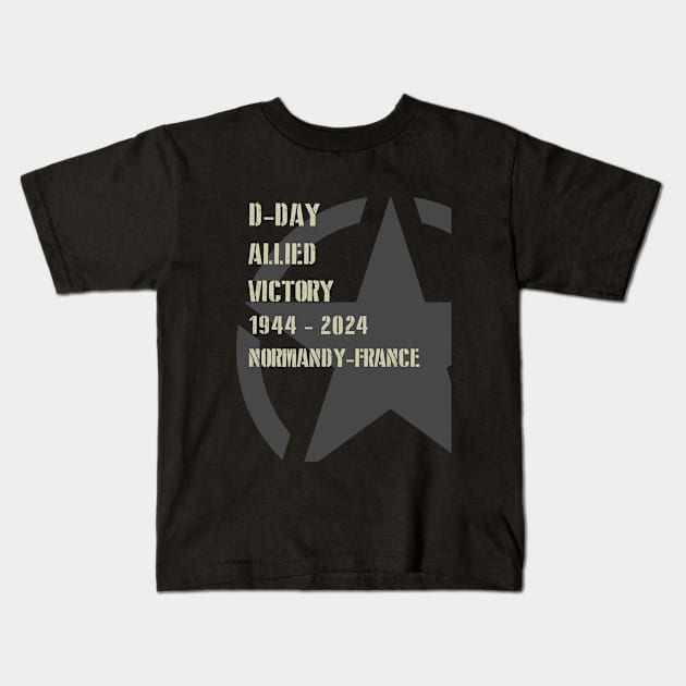 1944 D-Day 2024 80th Anniversary Normandy Kids T-Shirt by Jose Luiz Filho